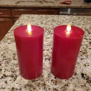 Red Pottery Barn Luminara flame less candles